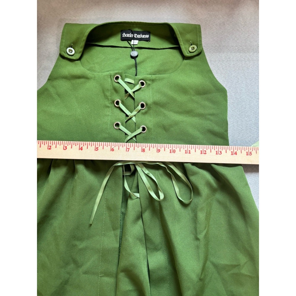 Scarlet Darkness Lace Up Over Dress Vest Dress XS Green LARP Ren Faire Peasant - Picture 7 of 12